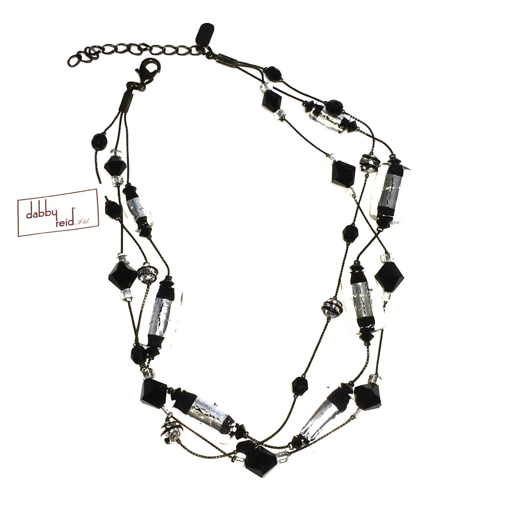 Dabby Reid Crystal Lampwork 3 Strand Necklace